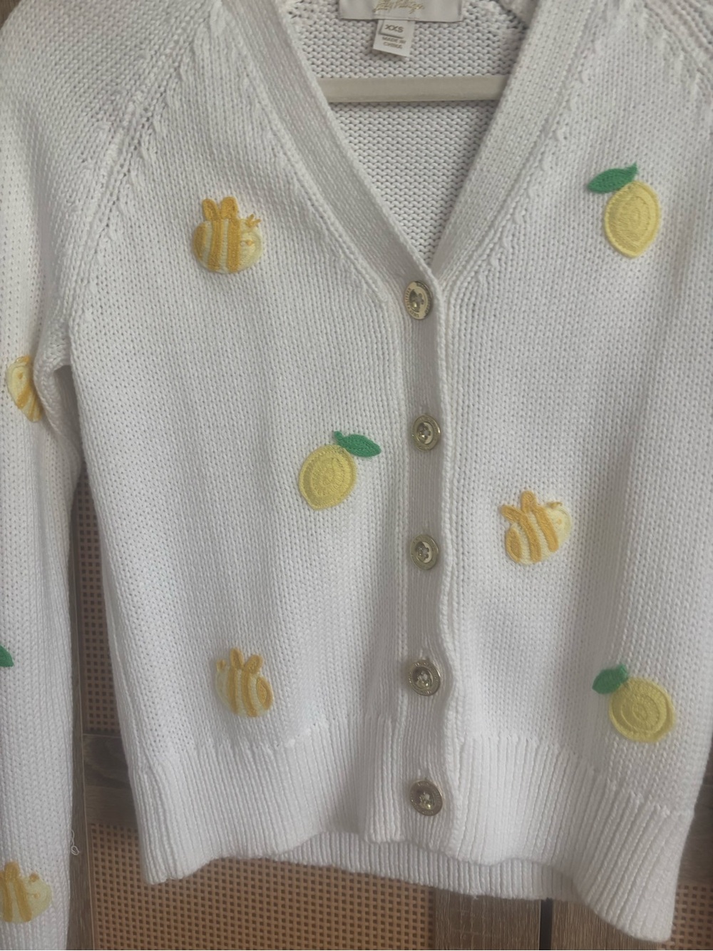 Lilly Pulitzer White Cardigan with Yellow Lemon Embroidery - Picture 4 of 11